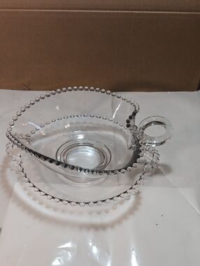 Imperial Glass CANDLEWICK Heart Shape Serving Vegetable Bowl 9 3/8" and Tray 10"